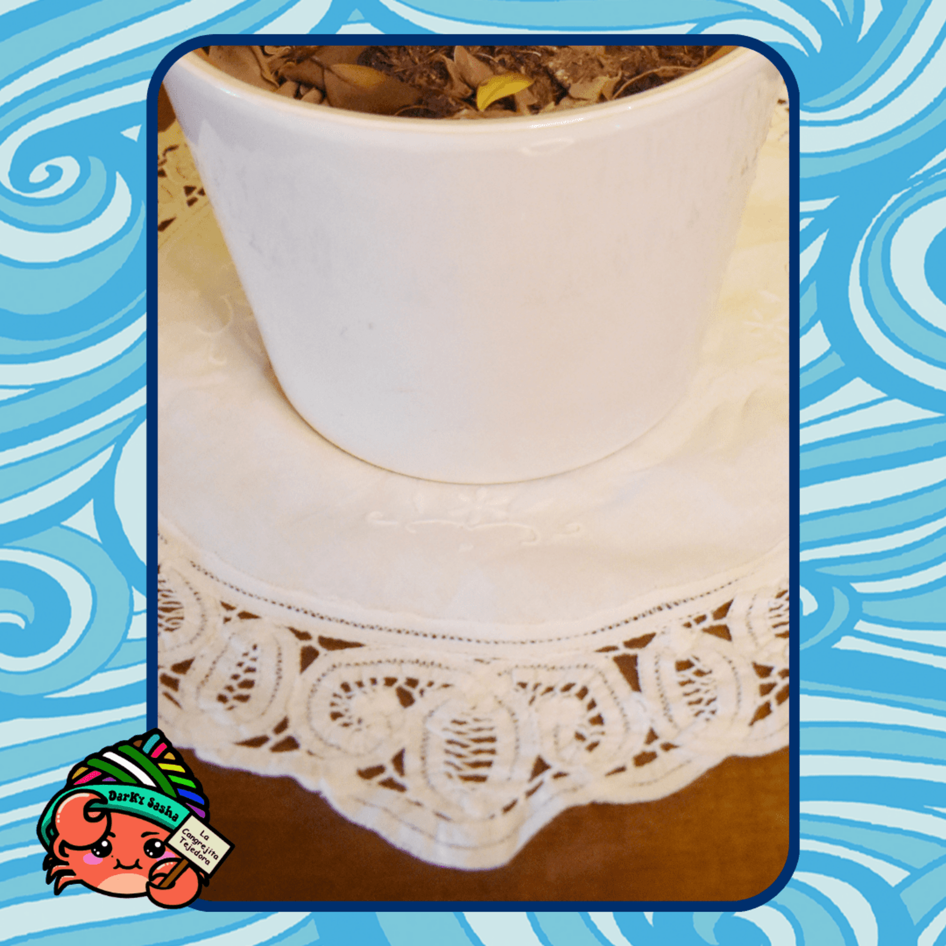 Salva mantel de vahinica con bordado (circular) - 2